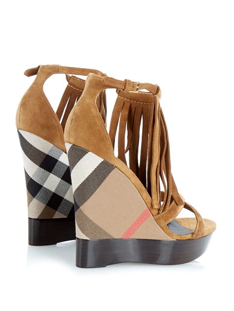 brown burberry|brown Burberry wedges.